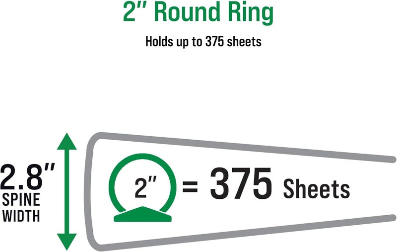 Office Essentials Economy View 3 Ring Binders, 2" Round Rings, 2.8" Spine, 375-Sheet Capacity, White Binders (12-Pack of 03428) - Image 4